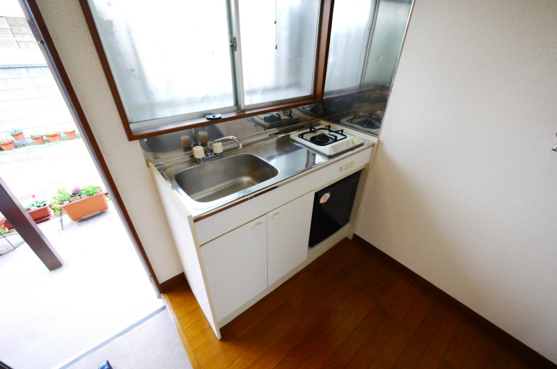 Kitchen. It comes with 1 lot gas stoves and mini fridge