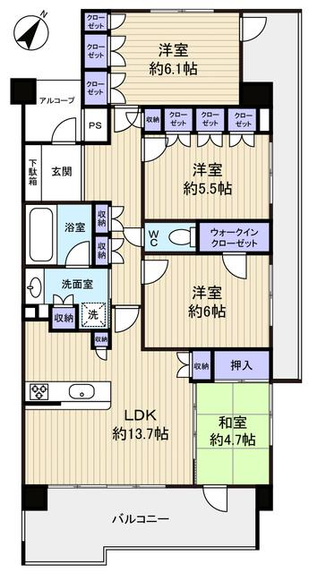 Floor plan. 4LDK, Price 24,900,000 yen, Occupied area 88.32 sq m , Balcony area 26.78 sq m Floor: Storage rich floor plan: The