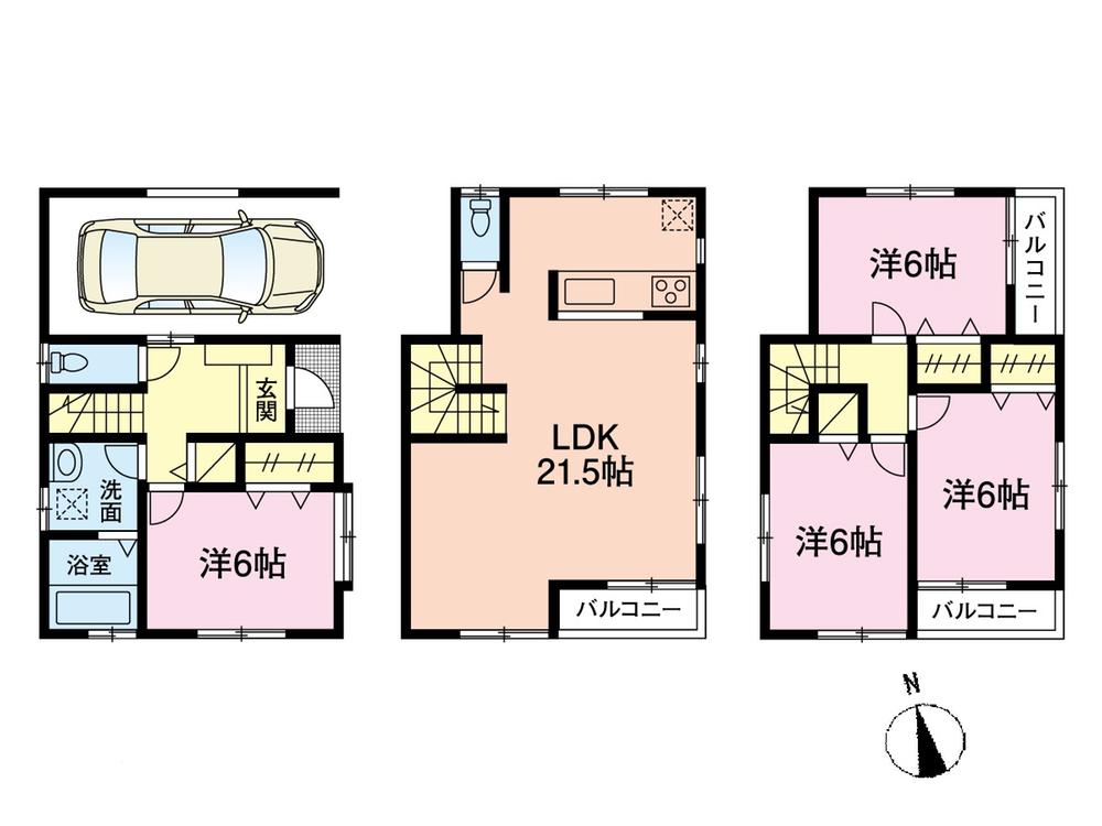 Floor plan. 43,800,000 yen, 4LDK, Land area 82.1 sq m , Building area 120.06 sq m 4LDK + car space