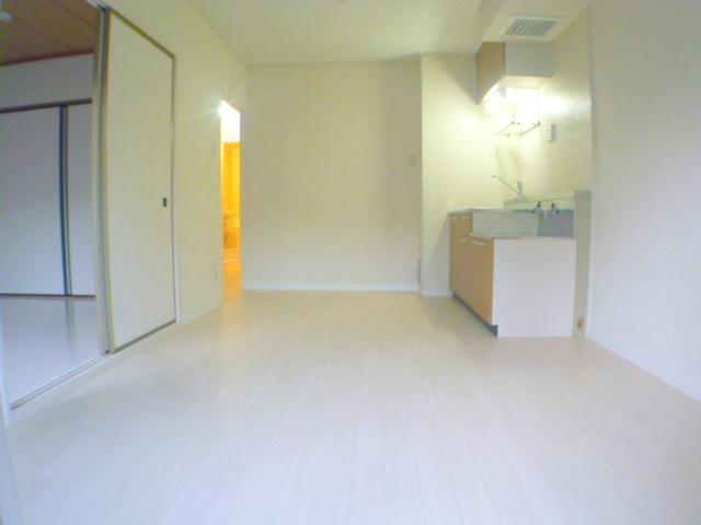 Living and room. White flooring of fashion