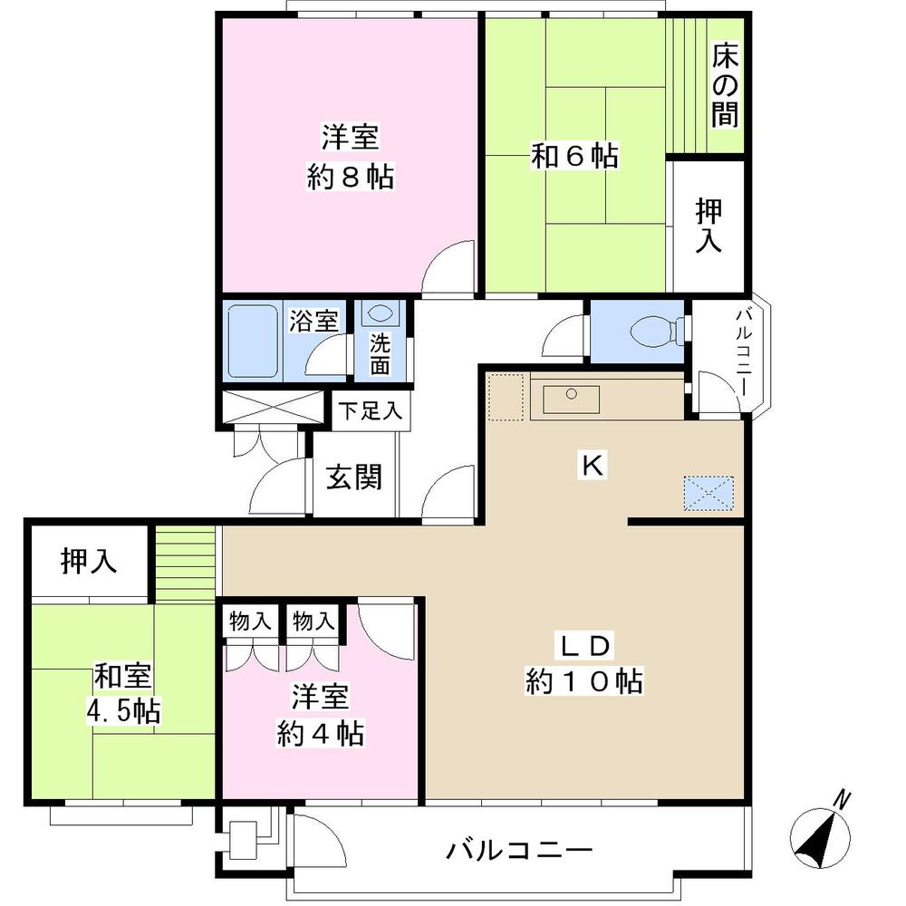 Floor plan. 4LDK, Price 8.5 million yen, Occupied area 85.43 sq m , Balcony area 9.36 sq m
