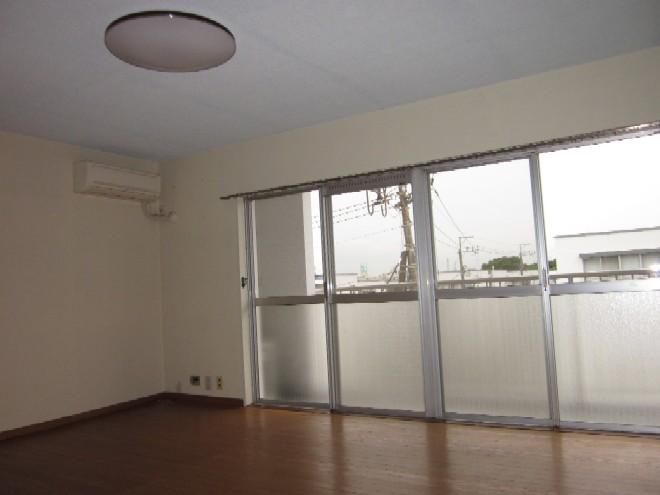 Living. Large bright living room with windows