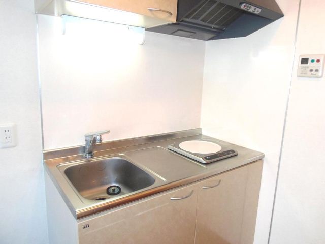 Kitchen. It is a mouthful IH heater. There is space to put a cutting board.