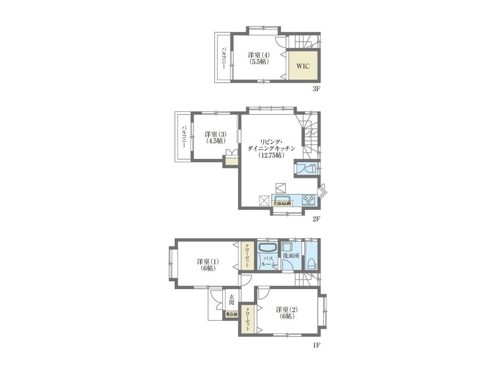 Floor plan. (D Building), Price 35,800,000 yen, 4LDK, Land area 73 sq m , Building area 82.48 sq m