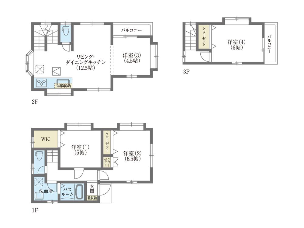Floor plan. (A Building), Price 35,800,000 yen, 4LDK, Land area 73 sq m , Building area 83.03 sq m