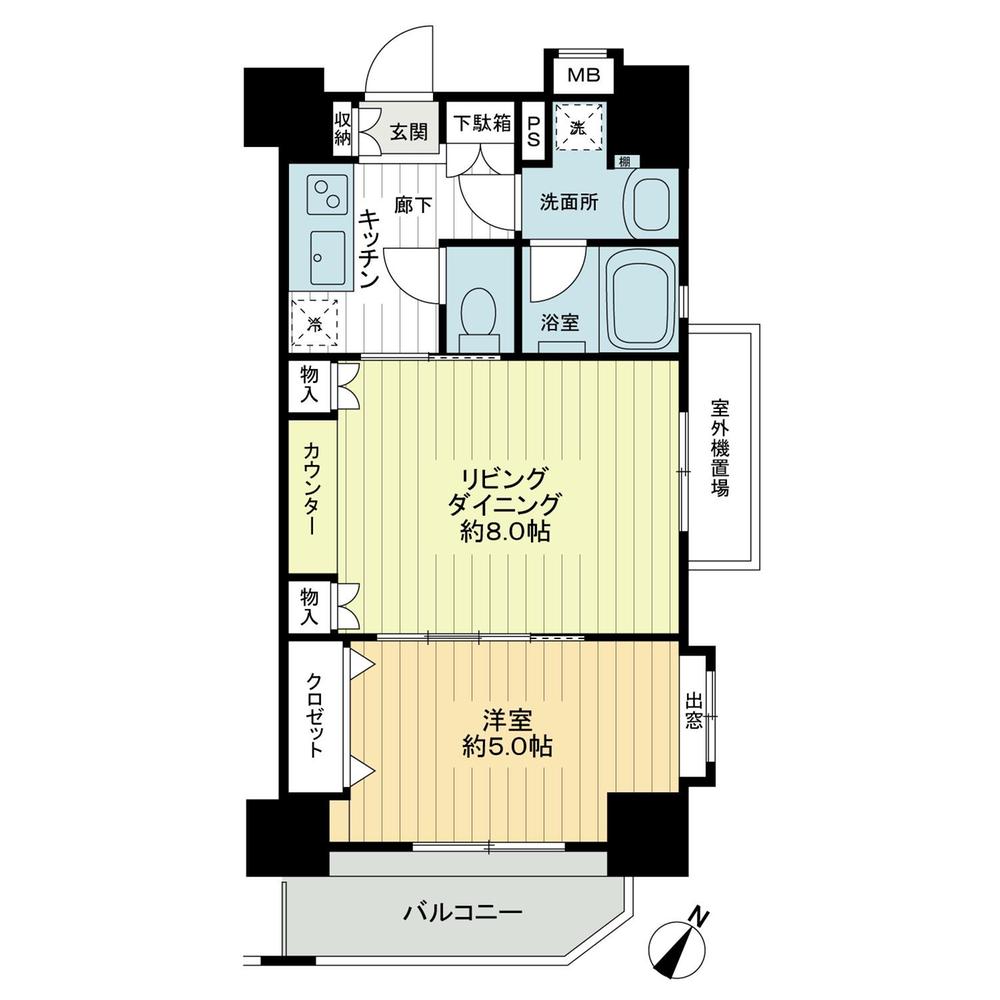 Floor plan. 1LDK, Price 21 million yen, Occupied area 40.04 sq m , Balcony area 5.21 sq m