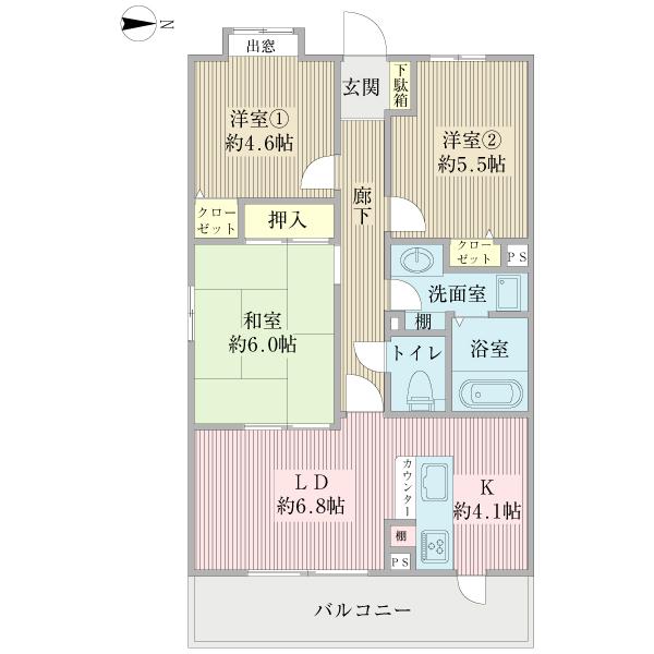 Floor plan. 3LDK, Price 17,900,000 yen, Footprint 62 sq m , Balcony area 8.12 sq m