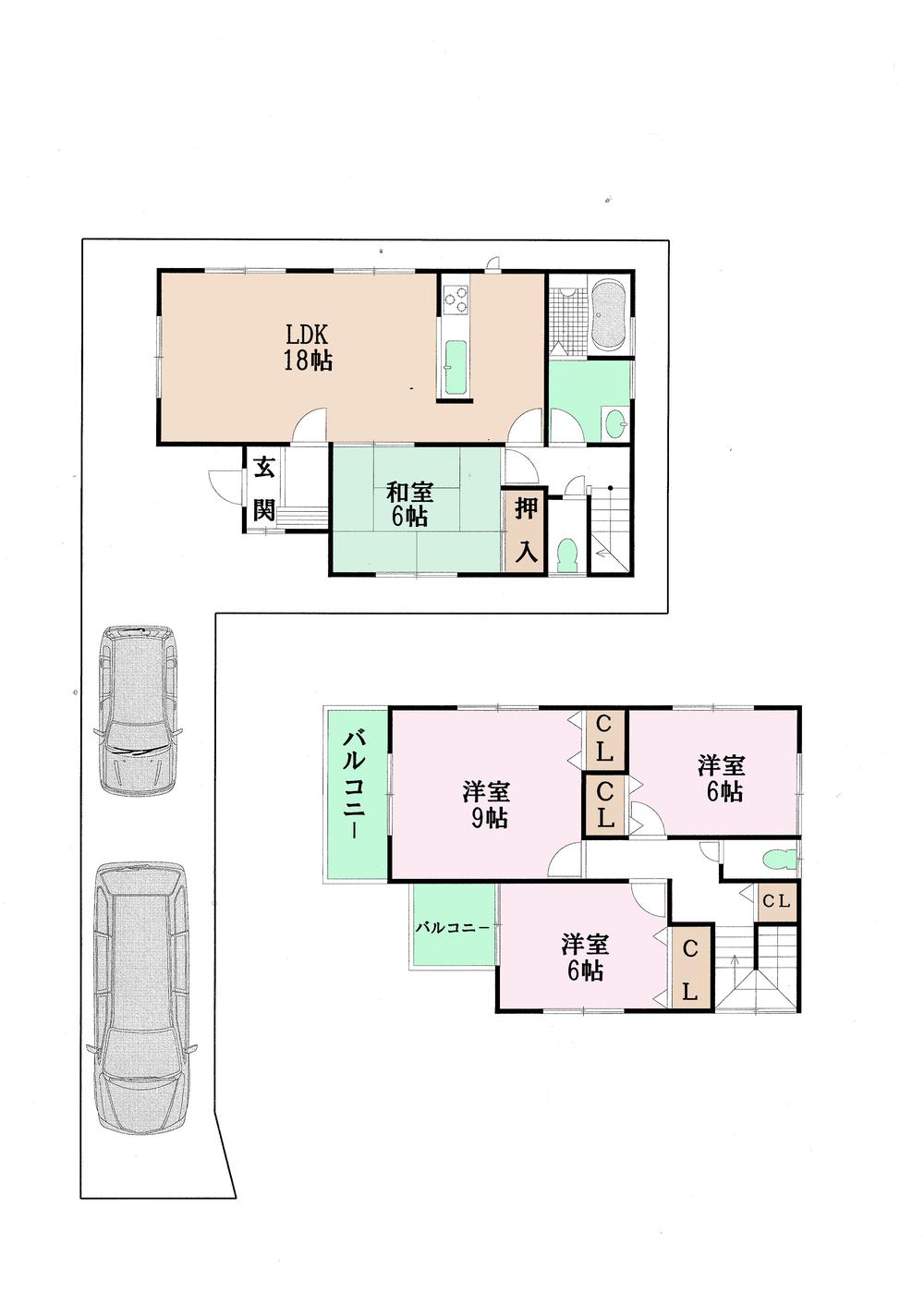 Floor plan. Price 27,800,000 yen, 4LDK, Land area 127.52 sq m , Building area 105.98 sq m