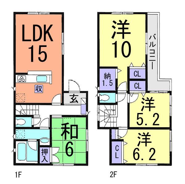Floor plan. (1 Building), Price 39,800,000 yen, 4LDK+S, Land area 109.42 sq m , Building area 97.6 sq m