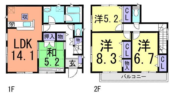 Floor plan. (3 Building), Price 37,800,000 yen, 4LDK, Land area 134.31 sq m , Building area 96.78 sq m
