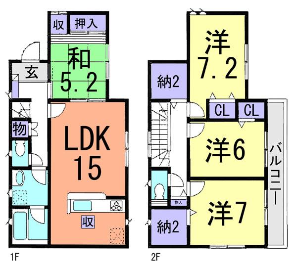 Floor plan. (4 Building), Price 39,800,000 yen, 4LDK+2S, Land area 113.14 sq m , Building area 100.43 sq m