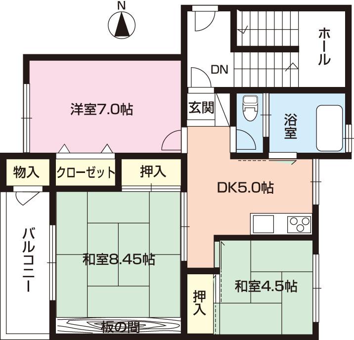 Floor plan. 3DK, Price 6.4 million yen, Occupied area 54.41 sq m , Balcony area 4.8 sq m 3DK