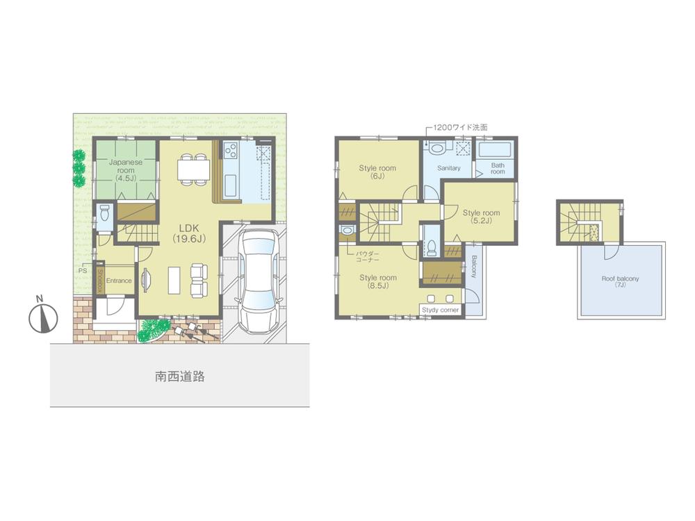 33,800,000 yen, 4LDK, Land area 90.85 sq m , Large space !! Sky balcony about 7 quires in Japanese-style room of the building area 105.98 sq m LDK19.6 pledge !! Tsuzukiai !!