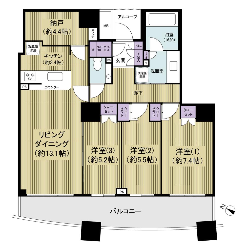 Floor plan. 3LDK + S (storeroom), Price 31,800,000 yen, Occupied area 86.86 sq m , Balcony area 15.75 sq m