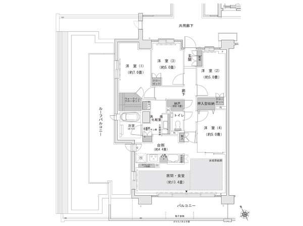  [Nr type] 4LDK + N + WIC occupied area / 93.62 sq m balcony area / 16.16 sq m roof balcony area / 26.75 sq m
