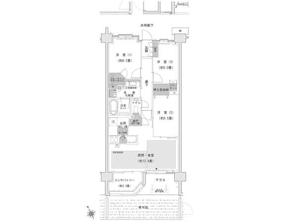  [Cg type] 3LDK + conservatory + N + WIC occupied area / 77.98 sq m private garden area / 13.86 sq m terrace area / 5.94 sq m