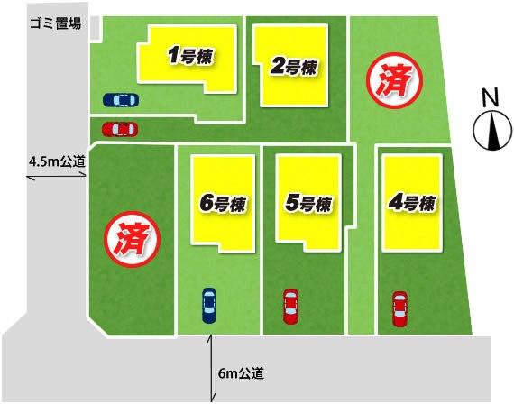The entire compartment Figure.  [Compartment Figure] West width 4.5m public road against road, South width 6.0m public road against road