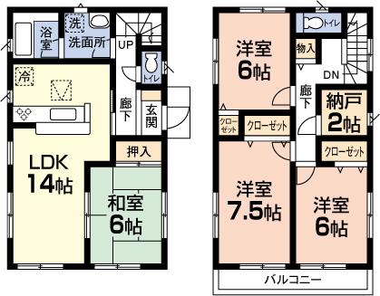 Floor plan. ( [CRADLE GARDEN Funabashi Tsuboi Higashidai 2] 4 Building), Price 31,900,000 yen, 4LDK+S, Land area 139.04 sq m , Building area 97.2 sq m