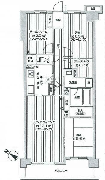 Floor plan. 2LDK+2S, Price 20.5 million yen, Footprint 77.4 sq m , Balcony area 8.99 sq m