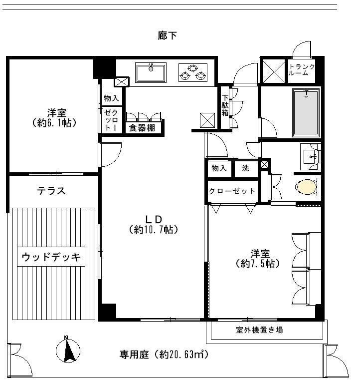 Floor plan. 2LDK, Price 27,800,000 yen, Occupied area 60.52 sq m