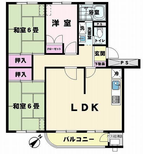 Floor plan. 3LDK, Price 6.8 million yen, Occupied area 72.98 sq m , Balcony area 5.51 sq m