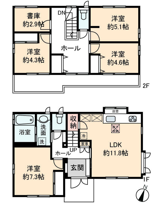Floor plan. 19,400,000 yen, 4LDK + S (storeroom), Land area 108.9 sq m , Building area 95.39 sq m