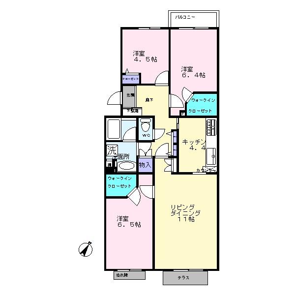 Floor plan. 3LDK, Price 21,400,000 yen, Occupied area 75.14 sq m