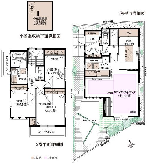 Floor plan. Nagatsugawa green space ・ Nagatsugawa 740m to water park