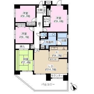 Floor plan. 4LDK, Price 48 million yen, Footprint 110.86 sq m , Balcony area 21.89 sq m