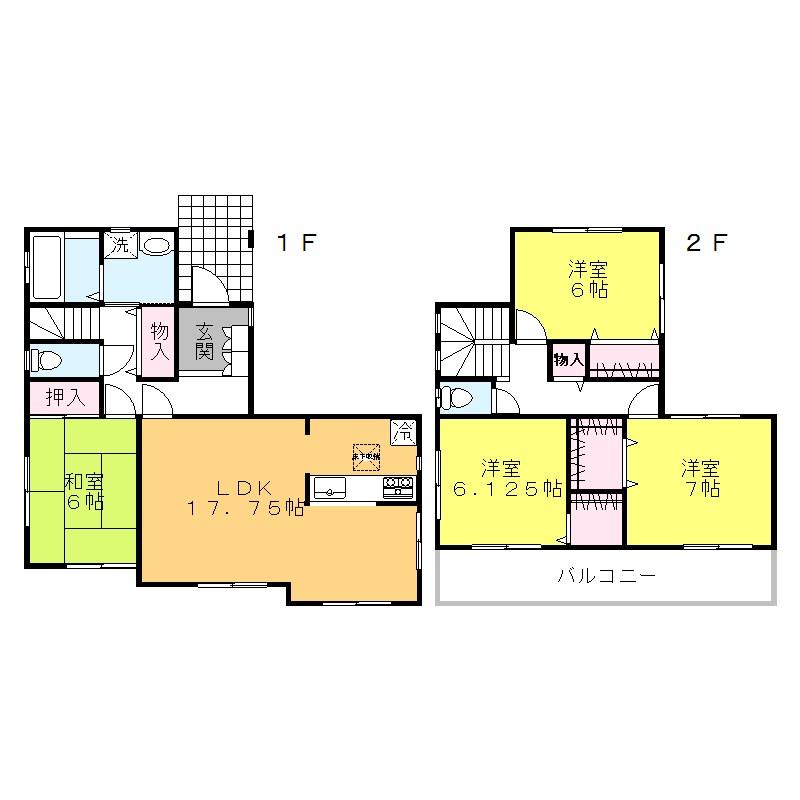 Floor plan. (3 Building), Price 35,800,000 yen, 4LDK, Land area 168.36 sq m , Building area 108.47 sq m