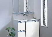 Other Equipment. System vanity with integrally molded counter. Wall-mounted faucet also charm that can be used in multi