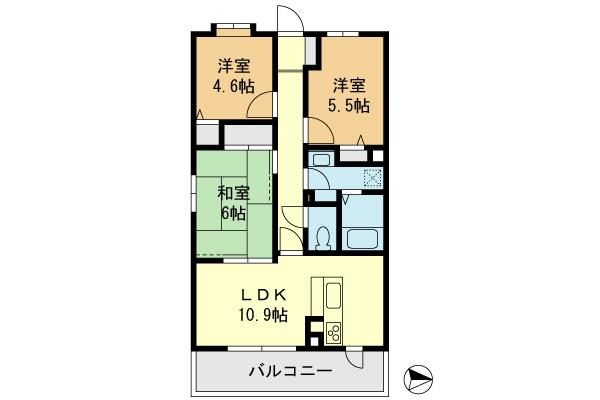 Floor plan. 3LDK, Price 17,900,000 yen, Footprint 62 sq m , Balcony area 8.12 sq m