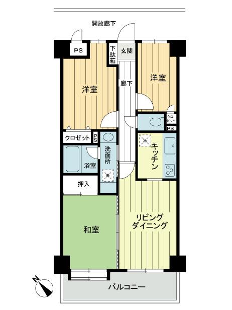 Floor plan. 3LDK, Price 10.9 million yen, Occupied area 59.36 sq m , Balcony area 7.84 sq m