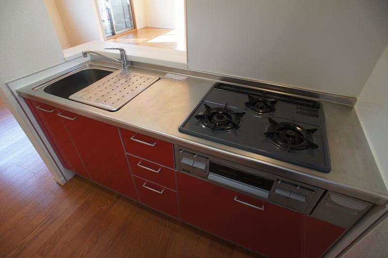 Kitchen. System kitchen gas stove three-necked (town gas)