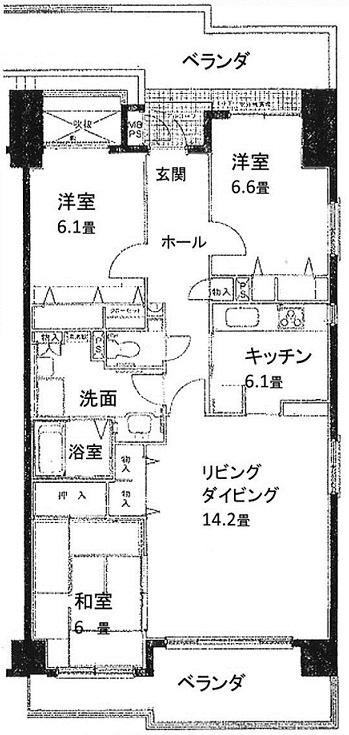 Floor plan. 3LDK, Price 14.8 million yen, Occupied area 82.44 sq m , Balcony area 10.28 sq m