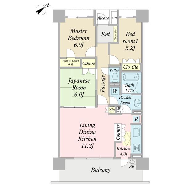 Floor plan. 3LDK, Price 31,800,000 yen, Occupied area 74.14 sq m , Balcony area 13 sq m