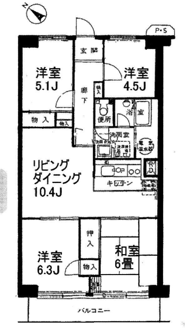 Floor plan. 4LDK, Price 12.9 million yen, Footprint 76.8 sq m , Balcony area 8.4 sq m