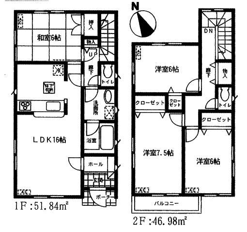 Floor plan. 18,800,000 yen, 4LDK, Land area 121.91 sq m , Building area 98.82 sq m