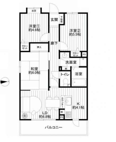 Floor plan. 3LDK, Price 19,800,000 yen, Footprint 62 sq m