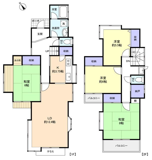 Floor plan. 35,800,000 yen, 4LDK+S, Land area 141.74 sq m , Building area 105.29 sq m whole room with storage