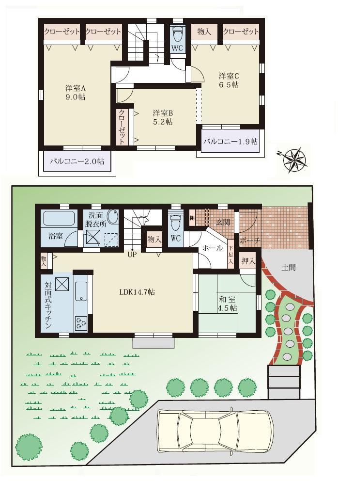 Floor plan. (1 Building), Price 32,800,000 yen, 4LDK, Land area 154.83 sq m , Building area 100.03 sq m