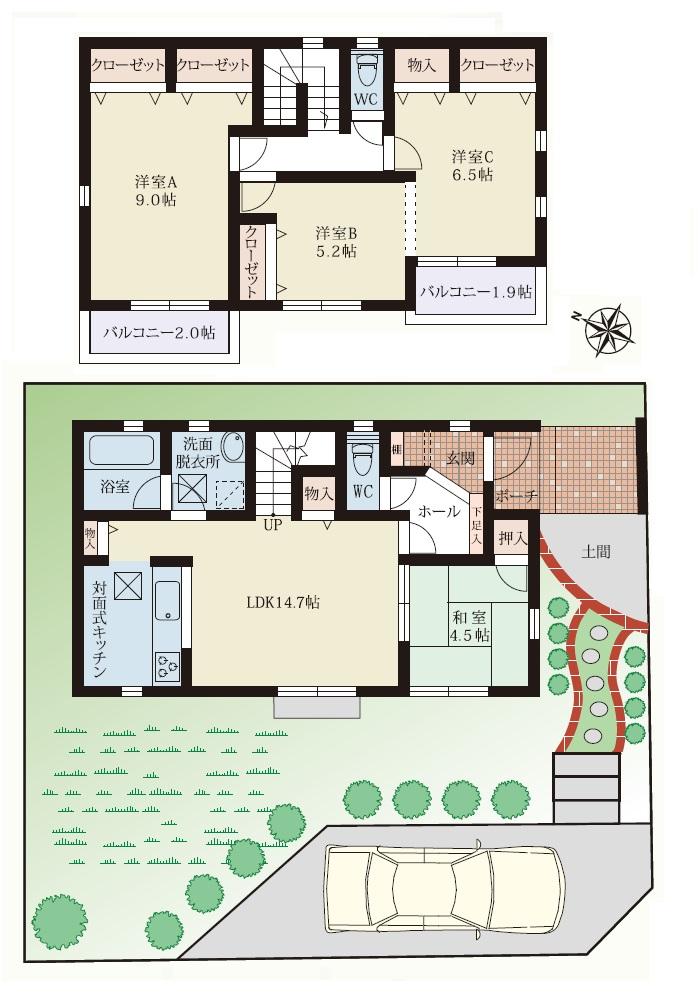Floor plan. (1 Building), Price 32,800,000 yen, 4LDK, Land area 154.83 sq m , Building area 100.03 sq m