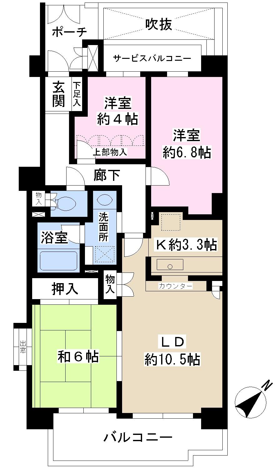 Floor plan. 3LDK, Price 17,900,000 yen, Occupied area 70.88 sq m , Balcony area 9.18 sq m