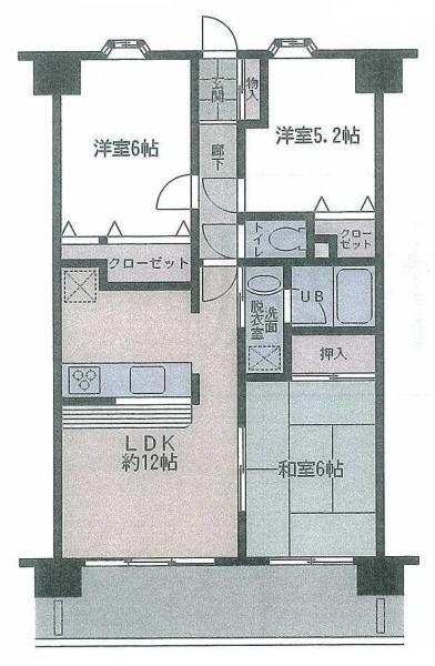 Floor plan. 3LDK, Price 11 million yen, Footprint 60.6 sq m , Balcony area 9.6 sq m