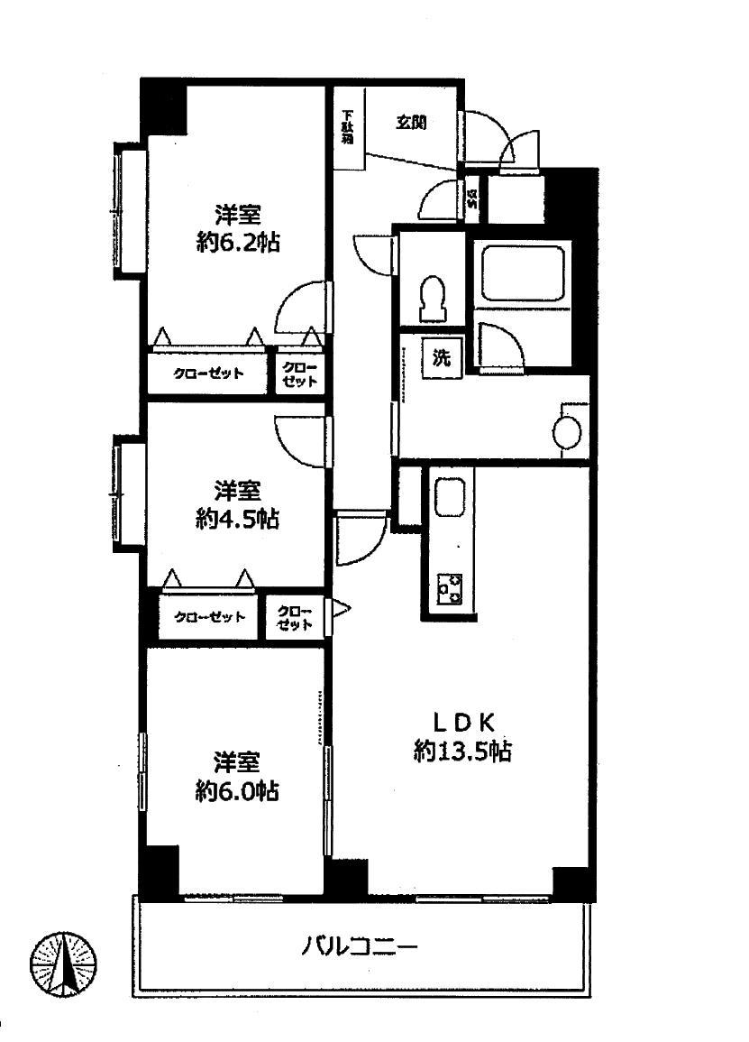 Floor plan. 3LDK, Price 12.2 million yen, Footprint 70.7 sq m , Balcony area 9.22 sq m