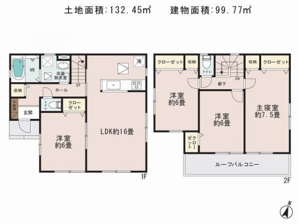Floor plan. 19,800,000 yen, 4LDK, Land area 132.45 sq m , Building area 99.77 sq m