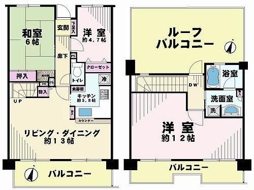 Floor plan. 3LDK, Price 36,800,000 yen, Occupied area 88.26 sq m , Balcony area 16.8 sq m