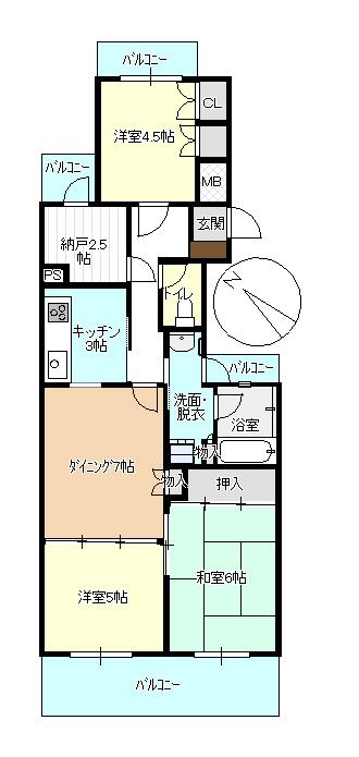 Floor plan. 3LDK + S (storeroom), Price 8.7 million yen, Occupied area 66.13 sq m , Balcony area 13.1 sq m