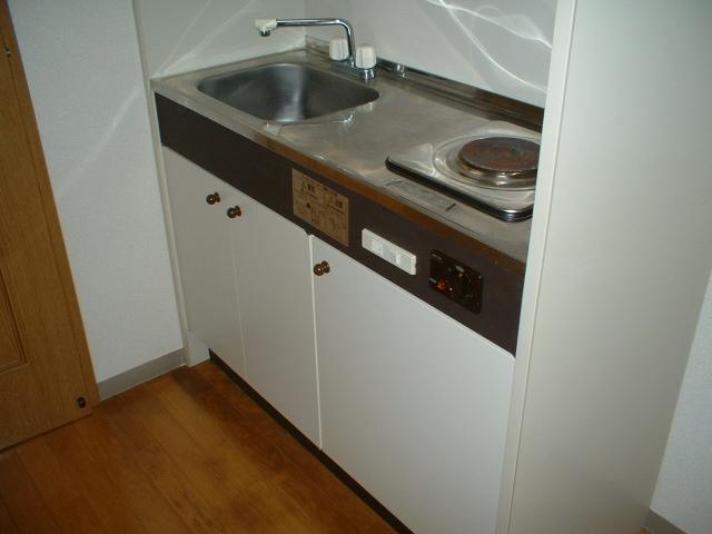 Kitchen. With a single electric stove.