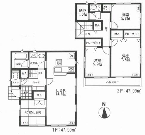 Floor plan. 26,900,000 yen, 4LDK+S, Land area 148.05 sq m , Building area 95.98 sq m floor plan